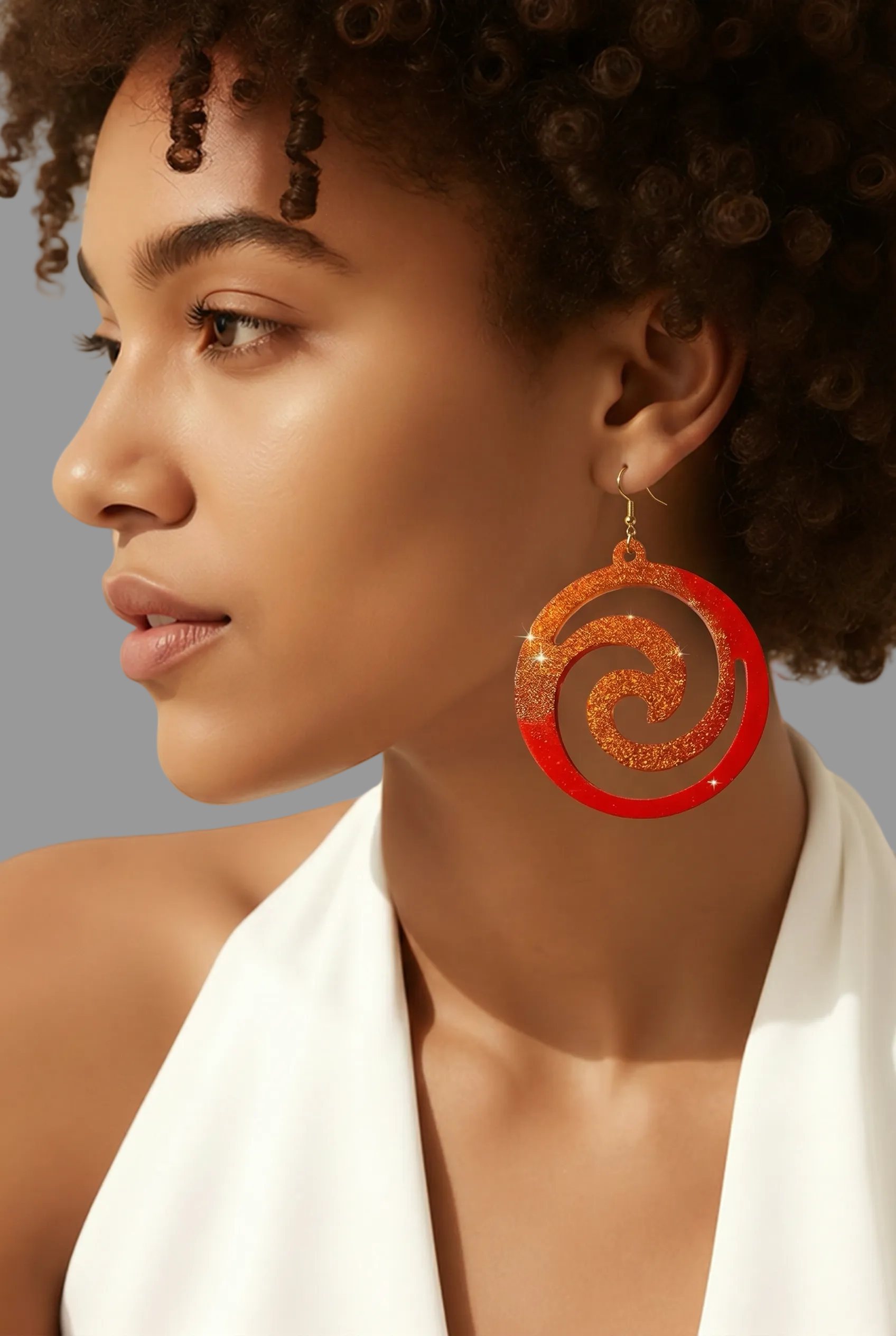 Handmade Red and Golden earring, one of a kind. Unique . not to be repeated.      A05