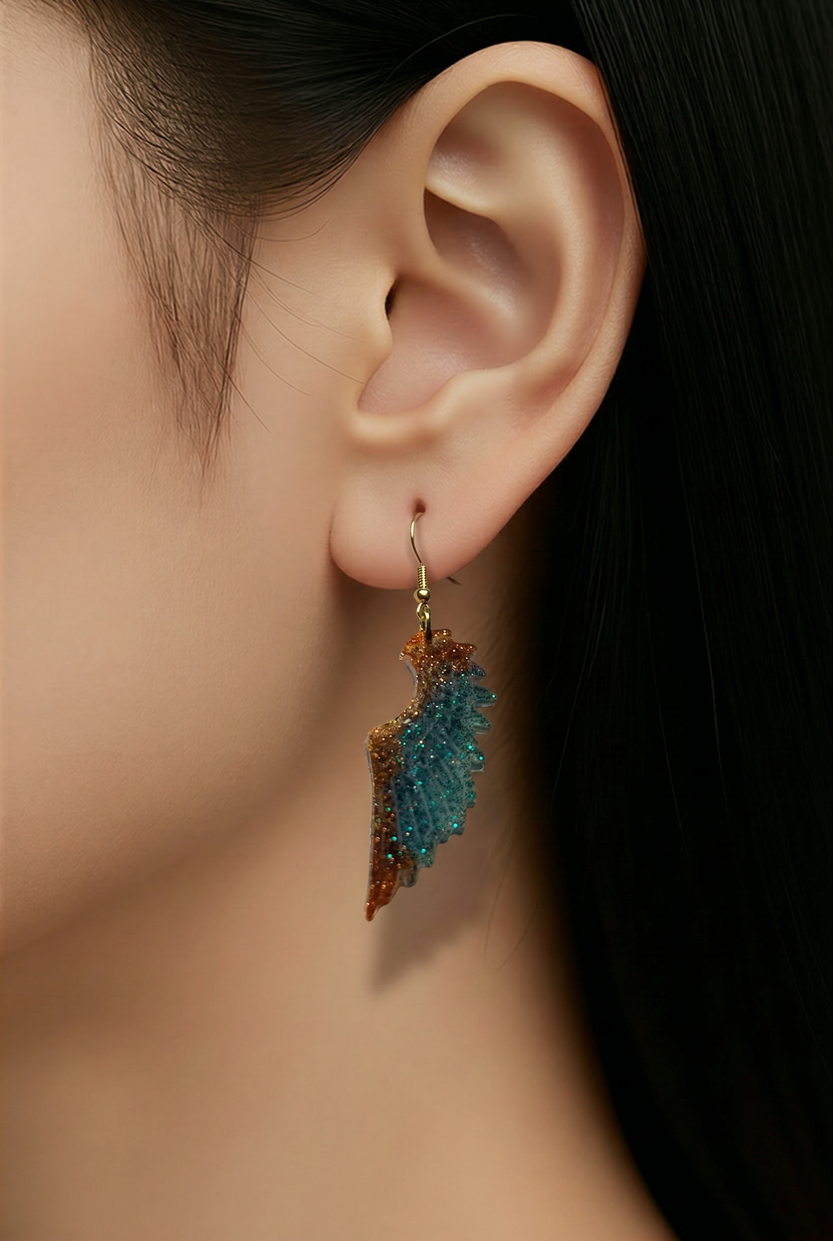 AAH !  Cleopatra colours for this unique  handmade earring. One of a kind. Just for you. never to be repeated again .    A10