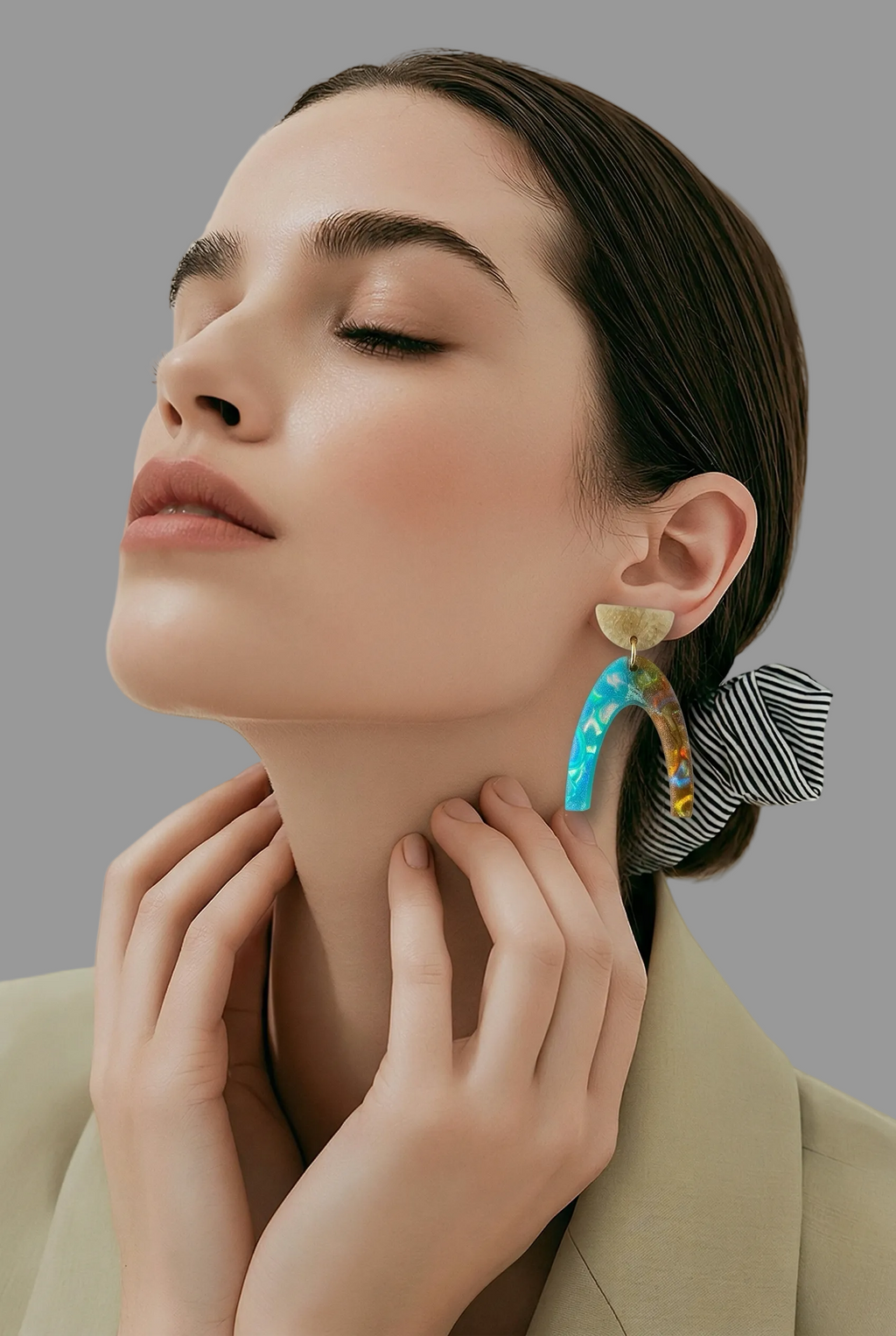 Party earring. Glow in UV lights, Unique handmade earring. looks good on you! one of a kind. never to be repeated.      D01