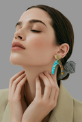 Party earring. Glow in UV lights, Unique handmade earring. looks good on you! one of a kind. never to be repeated.      D01