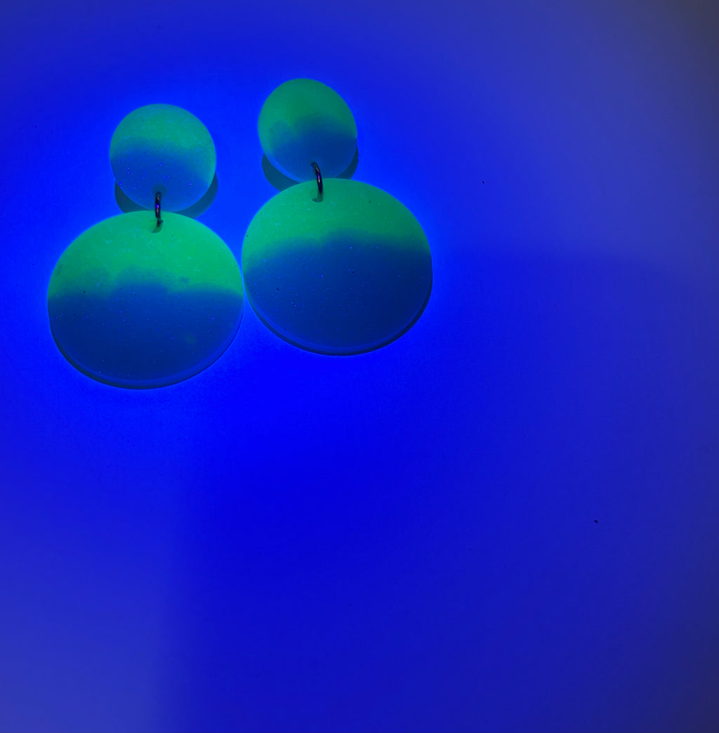 Party Earring. Glow in the dark and UV lights. Unique. Handmade earring. One of a kind.    G07