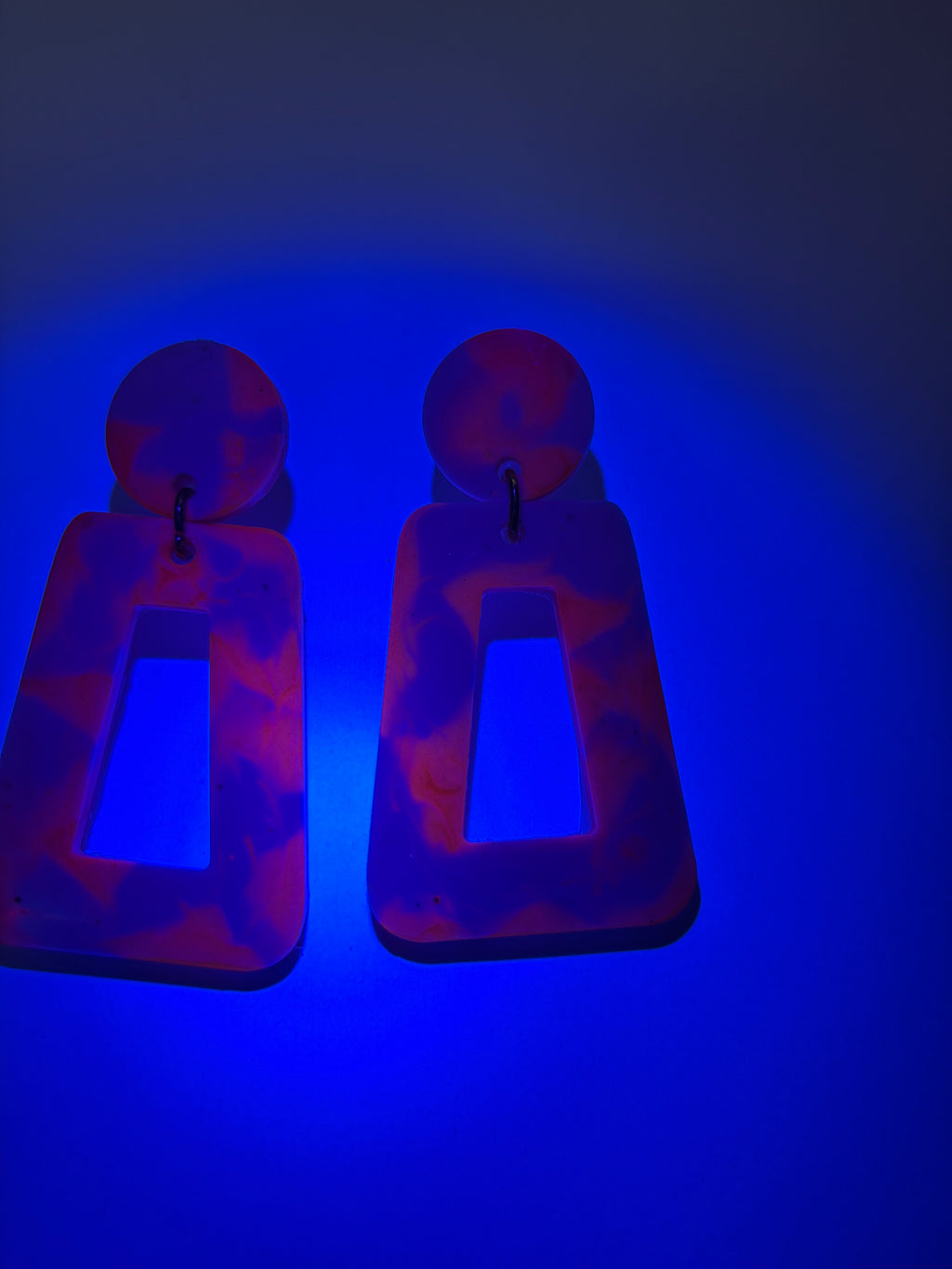 Glow in the dark and UV lights. Unique. Handmade earring. One of a kind. Never to be repeated. A must for your collection.     H07