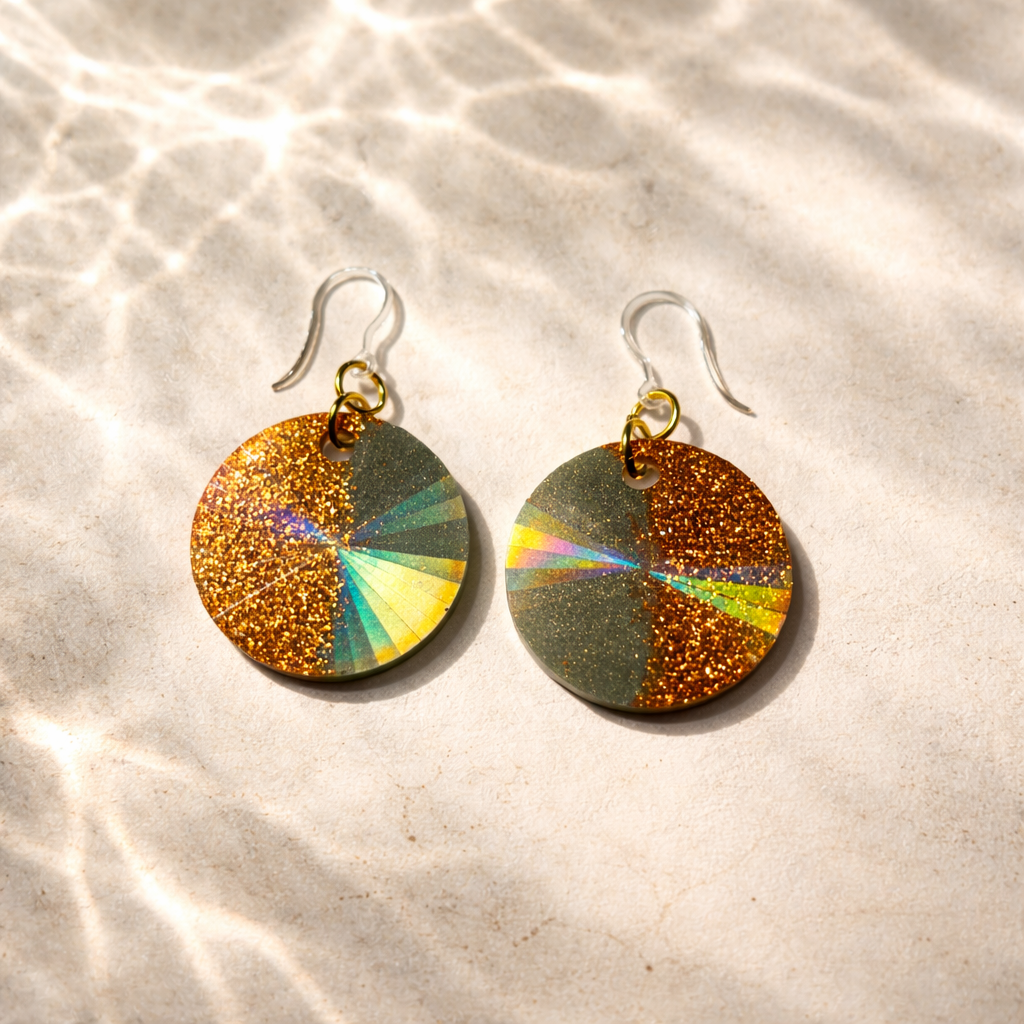 A hypo-allergenic earring. unique . one of a kind. Not to be repeated again. It will look beautiful on you.   J06