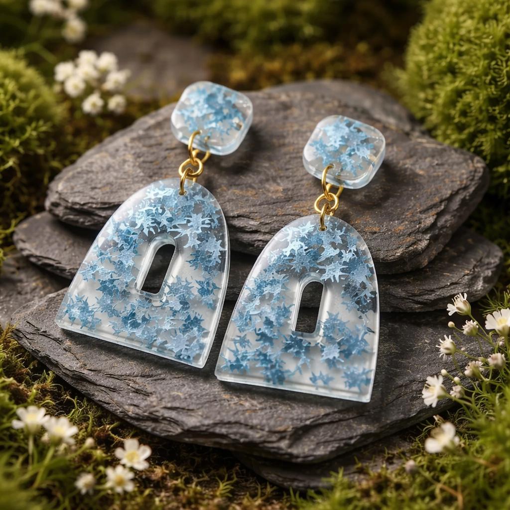 Glow in UV Light. Glam earring with UV stars, real party earring, one of a kind, not to be repeated.     A02