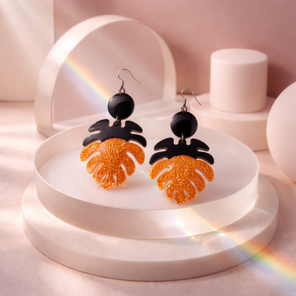 Unique handmade black and golden earring. one of a kind. never to be repeated.       A07