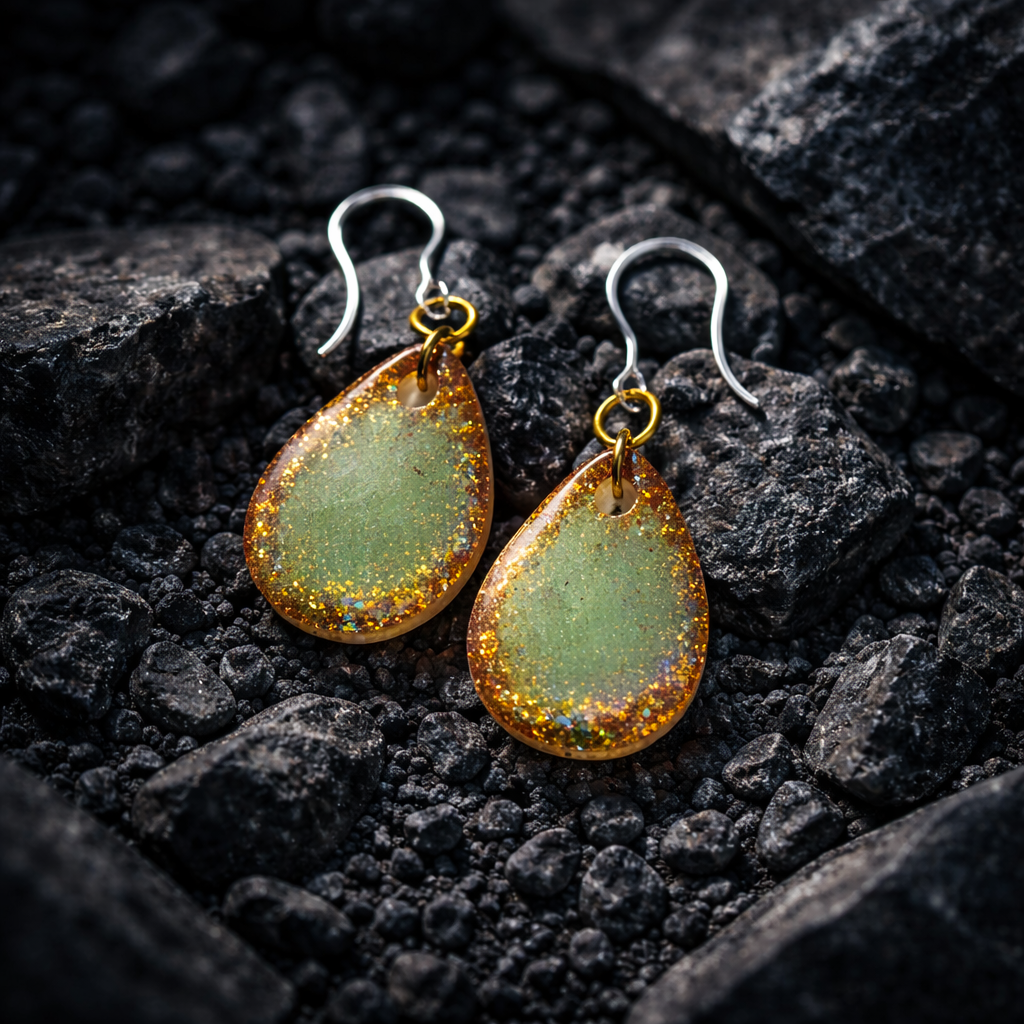 A hypo-allergenig and "glow in the dark" earring. Handmade. Unique. One of a kind.Never to be repeated. Made especially just for you ! Own it !   K07