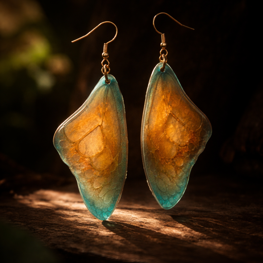 A hypo-allergenic earring. Handmade unique one of a kind . Gold plated hooks . Spread your wings.   K08