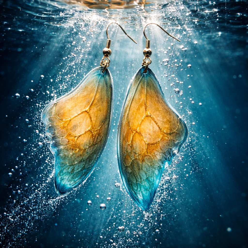 A hypo-allergenic earring. Handmade unique one of a kind . Gold plated hooks . Spread your wings.   K08