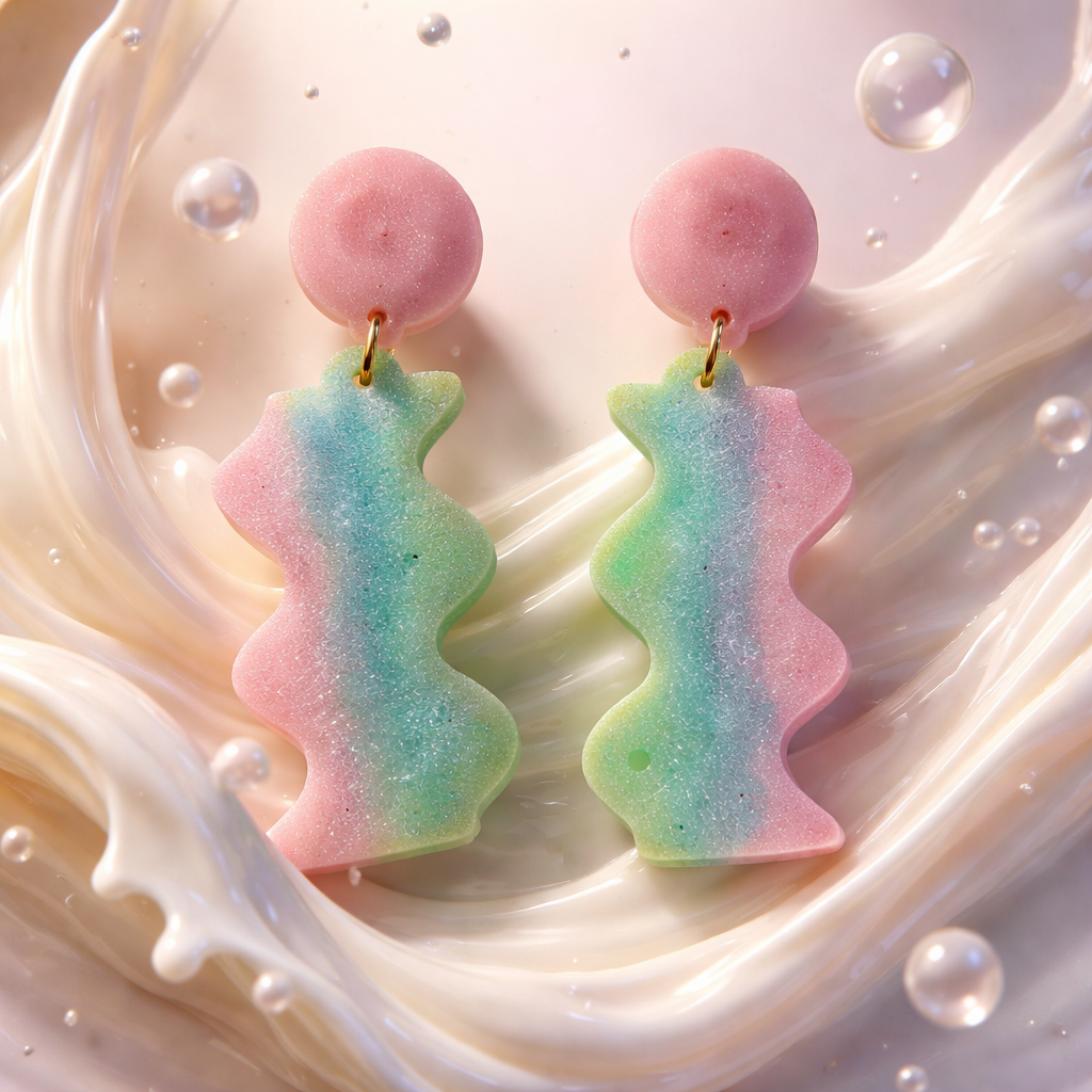 Party earring. Glow in the dark and UV lights. Unique. Handmade earring. One of a kind. Never to be repeated.    G01