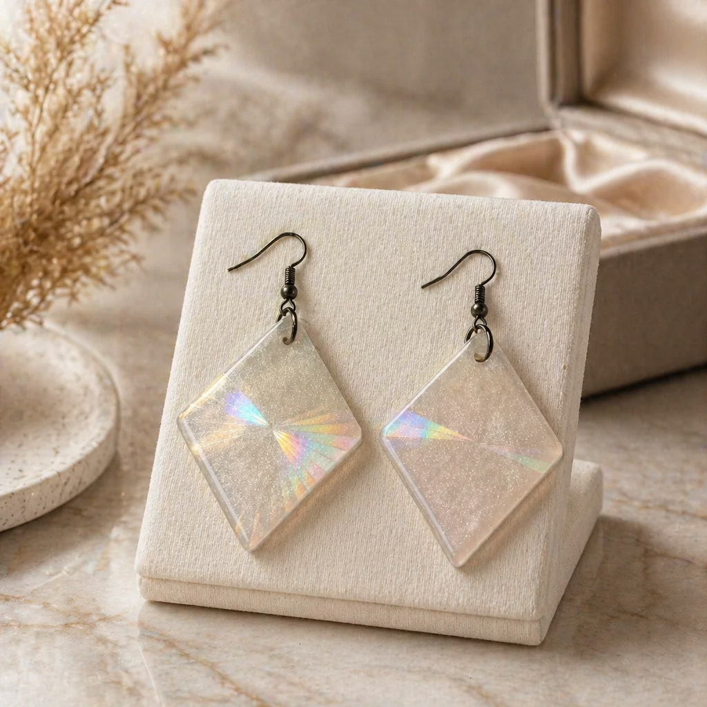 A handmade earring. Unique. Exquisite. One of a kind. Take me to a party.  K13