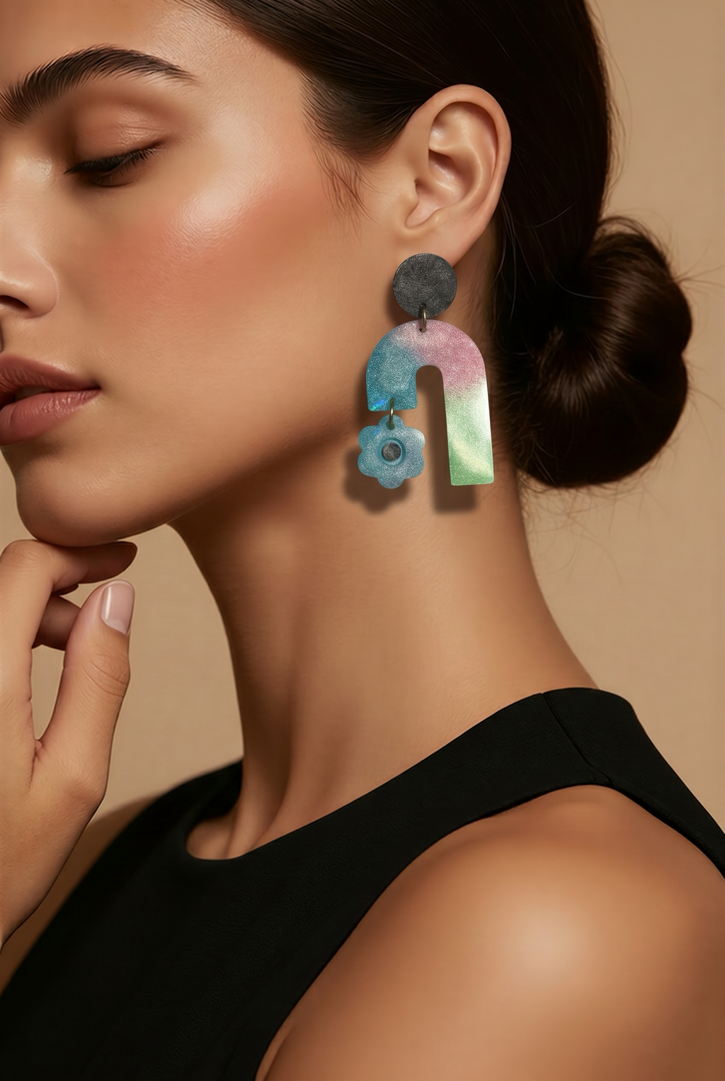 Party earring. Glow in the dark and UV lights. Unique. Handmade. One of a kind. never to be repeated. Make it yours.    D09