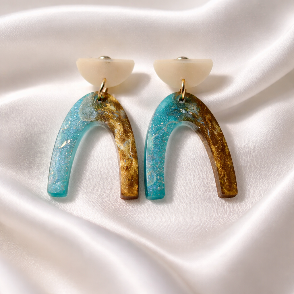 Party earring. Glow in UV lights, Unique handmade earring. looks good on you! one of a kind. never to be repeated.      D01