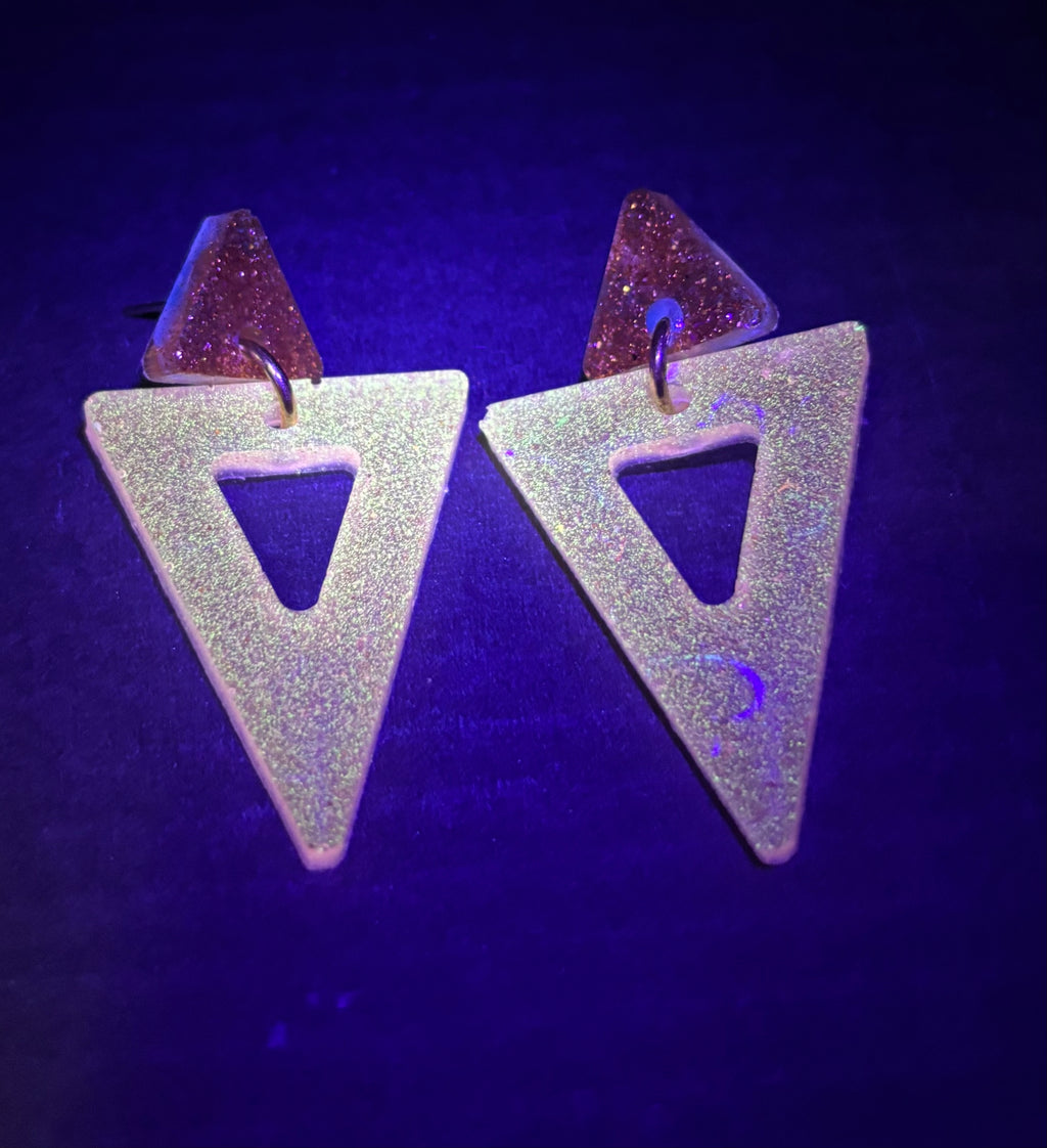 Glow in the dark handmade earring. Unique. One of a kind. Never to be repeated         C08