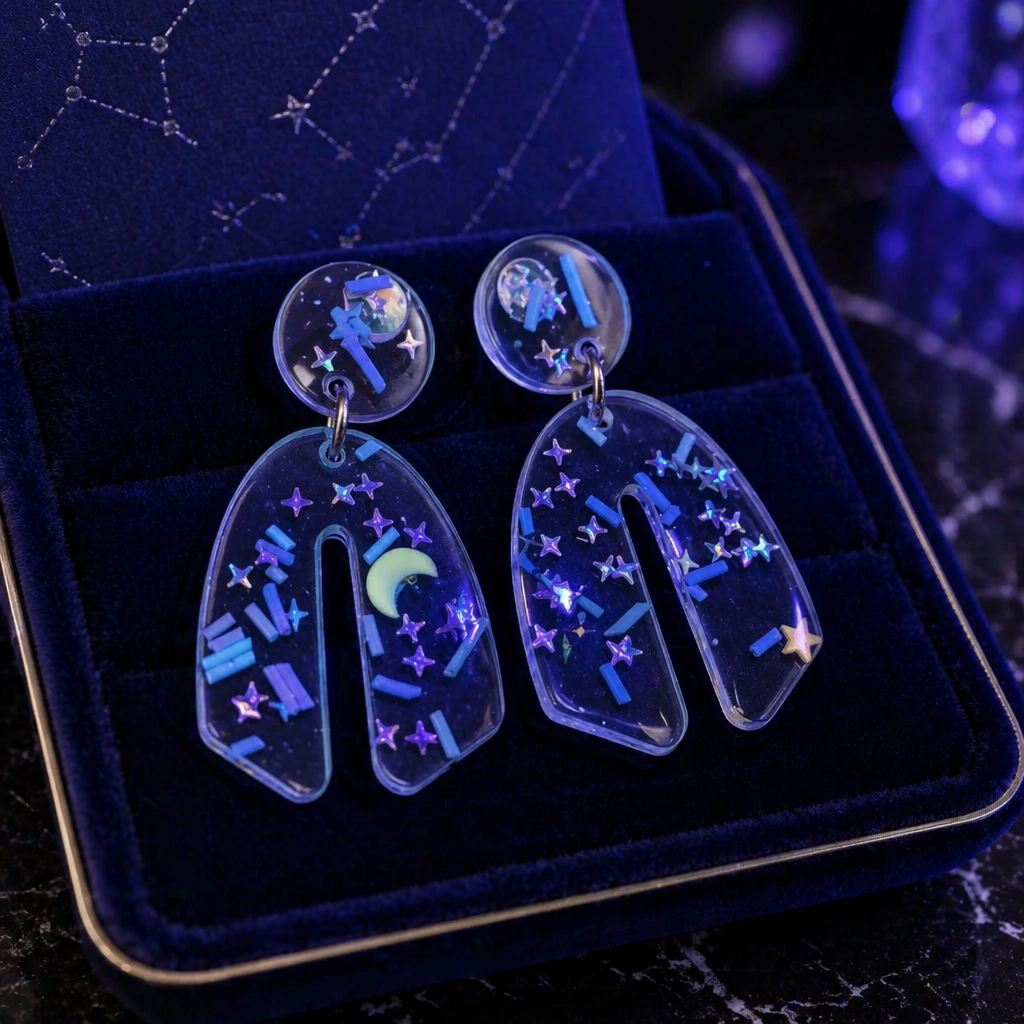A Wow Funky unique handmade earring. See the stars in her eyes. One of a kind. Never to be repeated.      C02