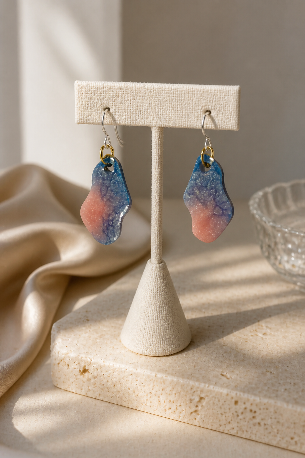 A stylish handmade earring with hypo-allergenic hooks for all day comfort.only one set made . Make it yours !   L10