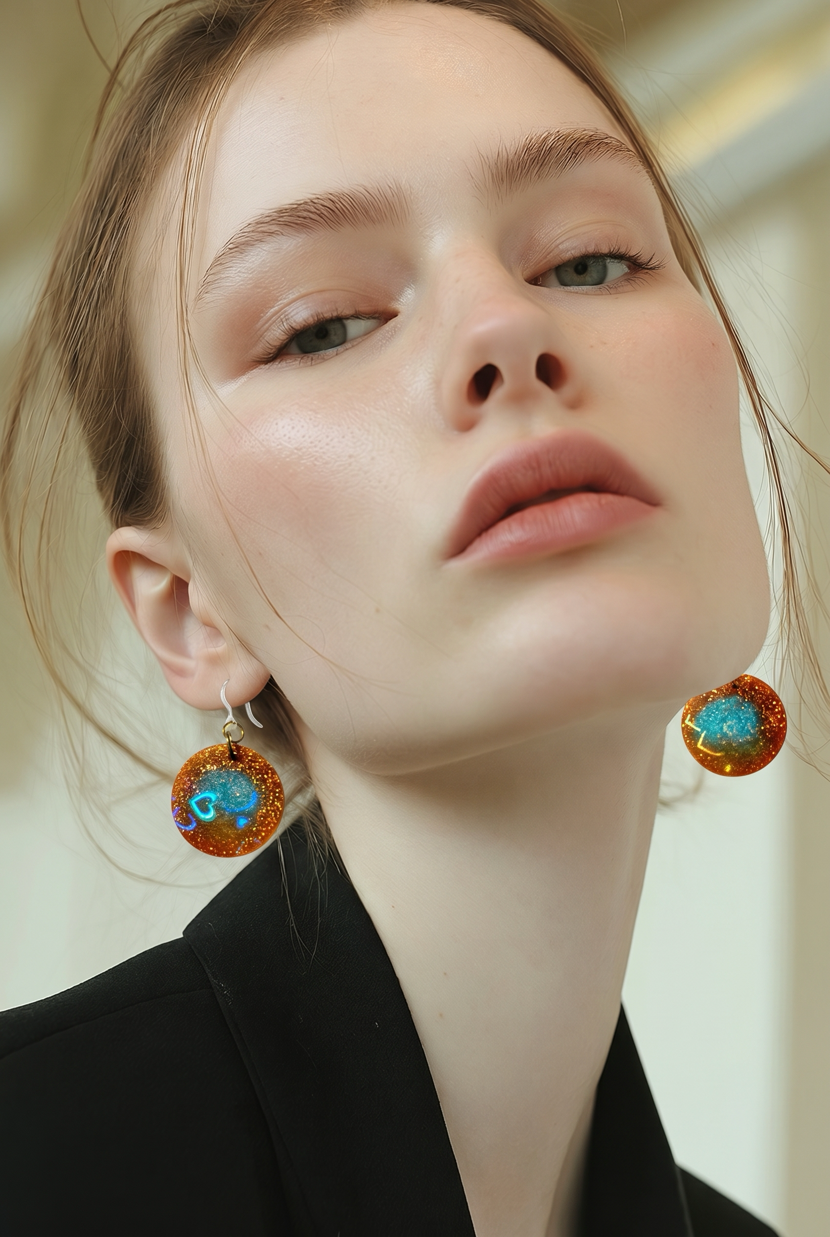 A bold and sophisticated party earring with long wearing hypo-allergenic hooks. One of a kind and never to be repeated .  M05