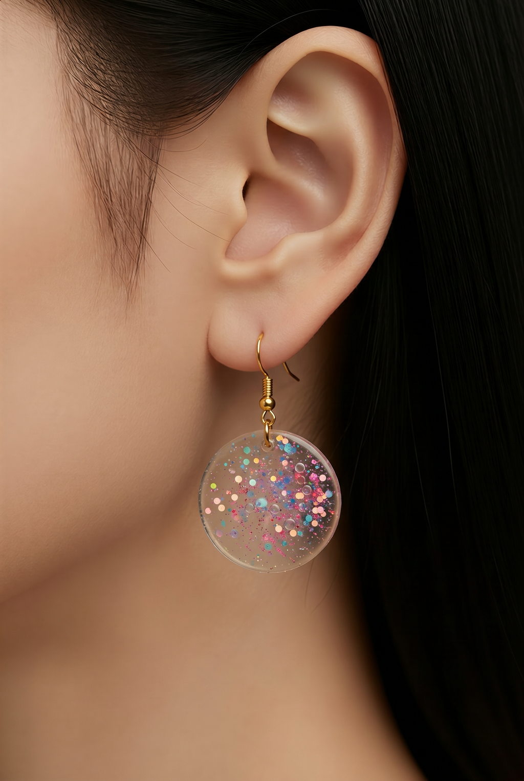 A bold day and night earring. Glow in the dark with gold plated hypo-allergenic hooks for a long and comfortable wear.   M06