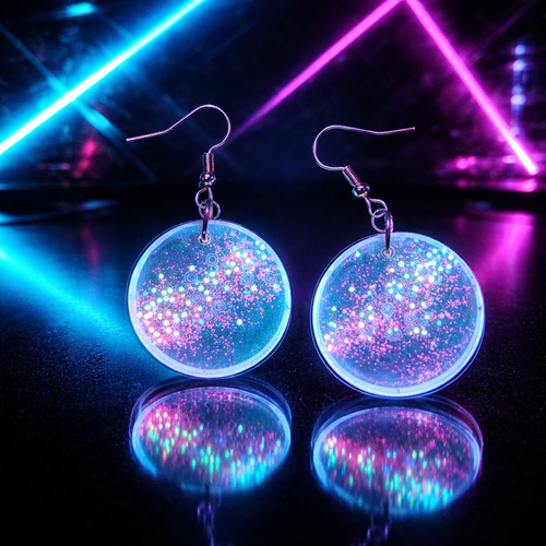 A bold day and night earring. Glow in the dark with gold plated hypo-allergenic hooks for a long and comfortable wear.   M06