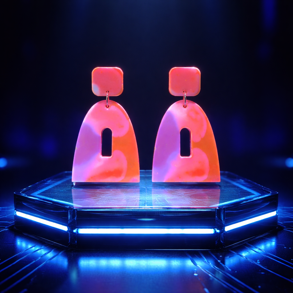 Stylish, sophisticated,stunning handmade earrings. UV Glow to make it a funky party earring.  M07