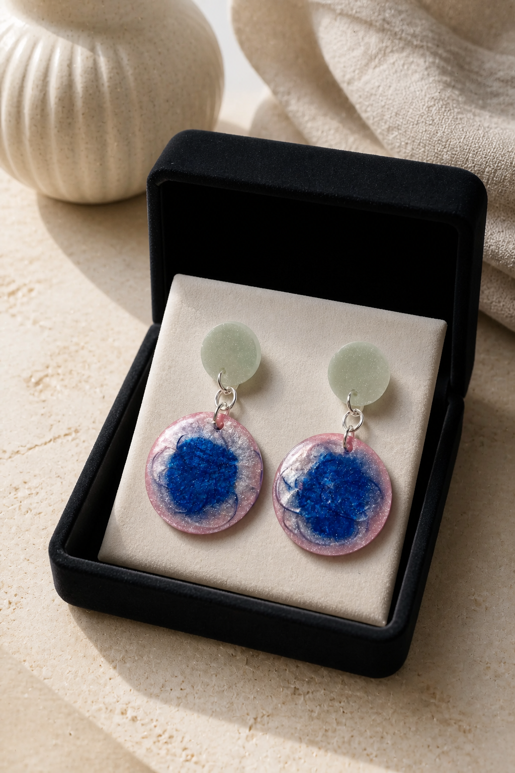 A bold pink and blue eye catching earring, crafted for everyday elegance. Stand out and enjoy !  M10