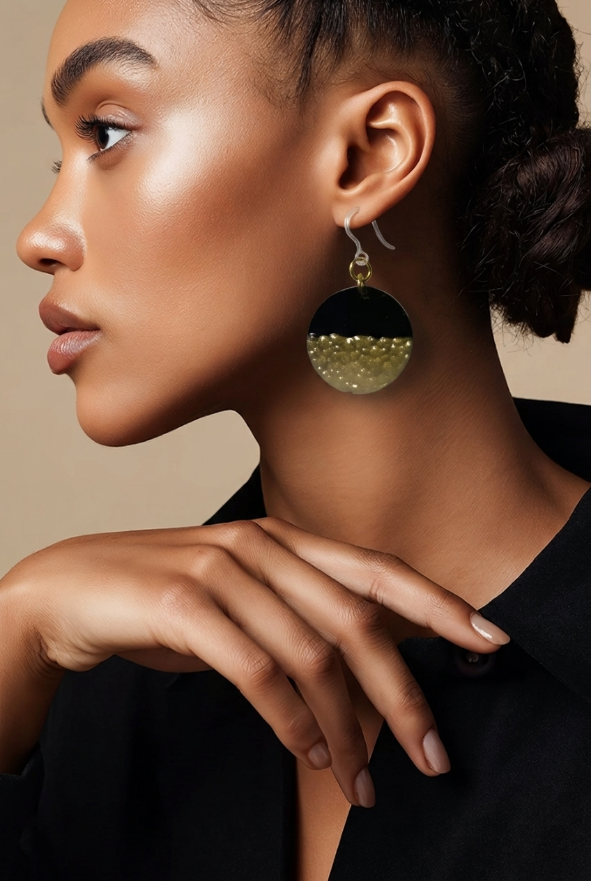 A cool funky earring to wear all day (and night) with hypo-allergenic hooks for comfort and hygiene    P07