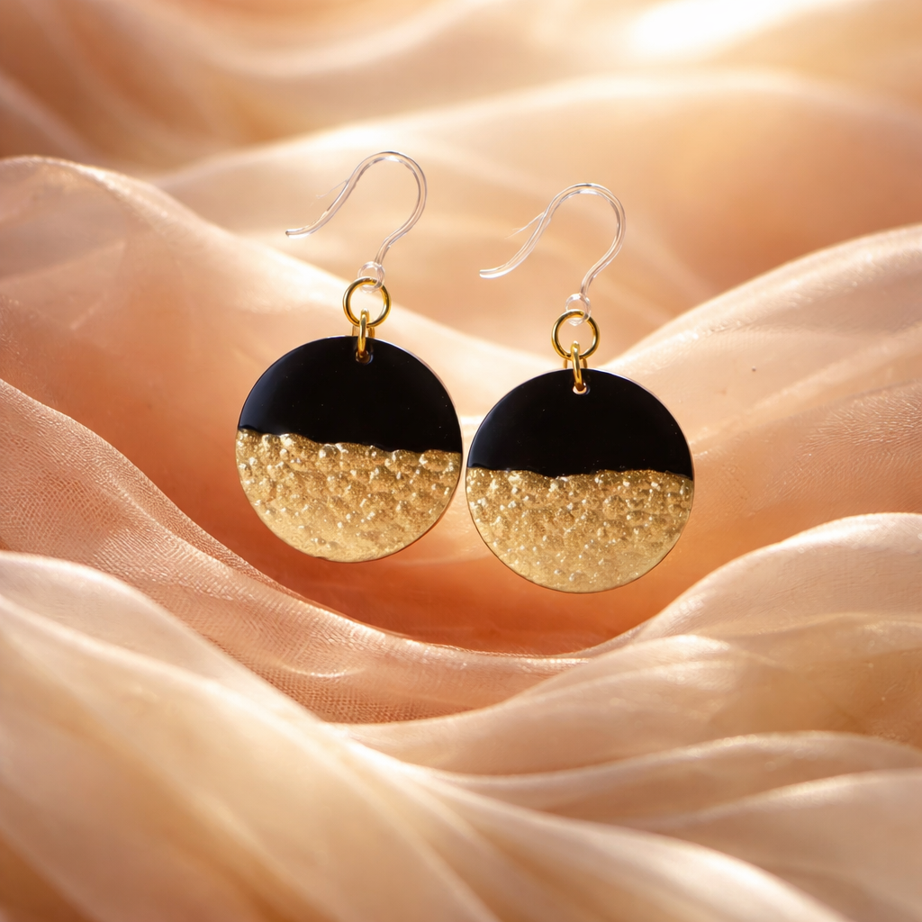 A cool funky earring to wear all day (and night) with hypo-allergenic hooks for comfort and hygiene    P07