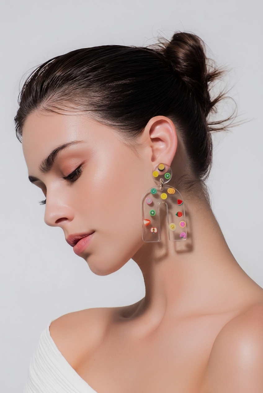 Cool funky playful handmade earrings , perfect party earrings that glows in UV lights     R01