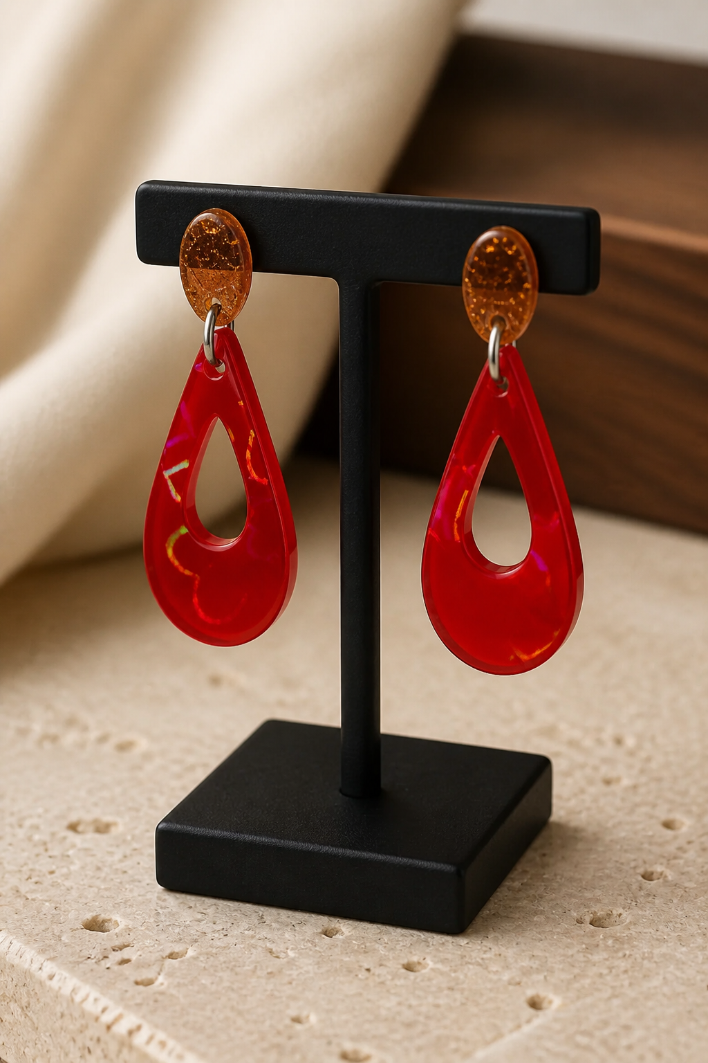 Playful party UV glow handmade earrings designed for a confident style .  R03