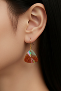 A funky cool and elegant handmade earring in olive and gold . R05