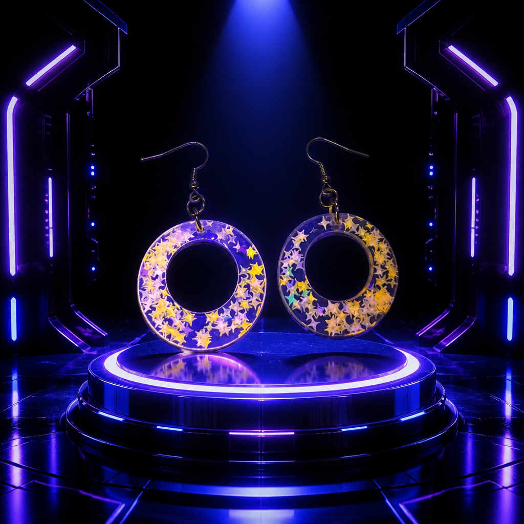A UV glow beauty, elegant and stylish , day and hight, fitted with lightweight hypo allergenic hooks .  R06