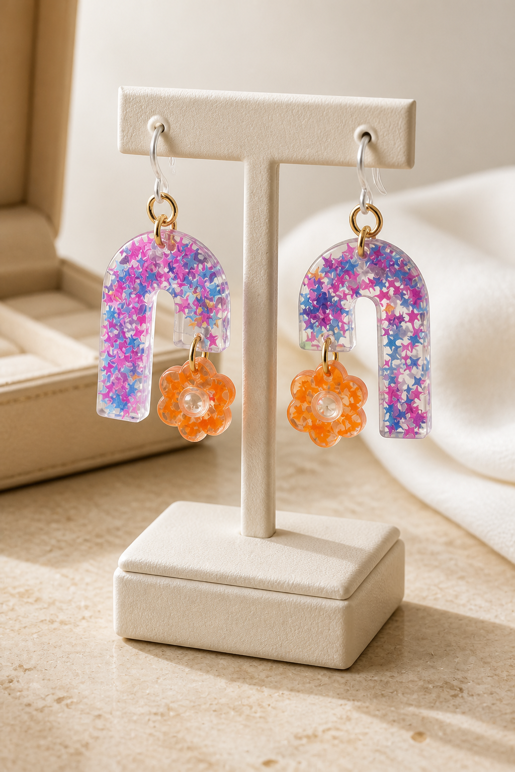 A bold funky UV glow party earring to transform your everyday style to elegance . R07