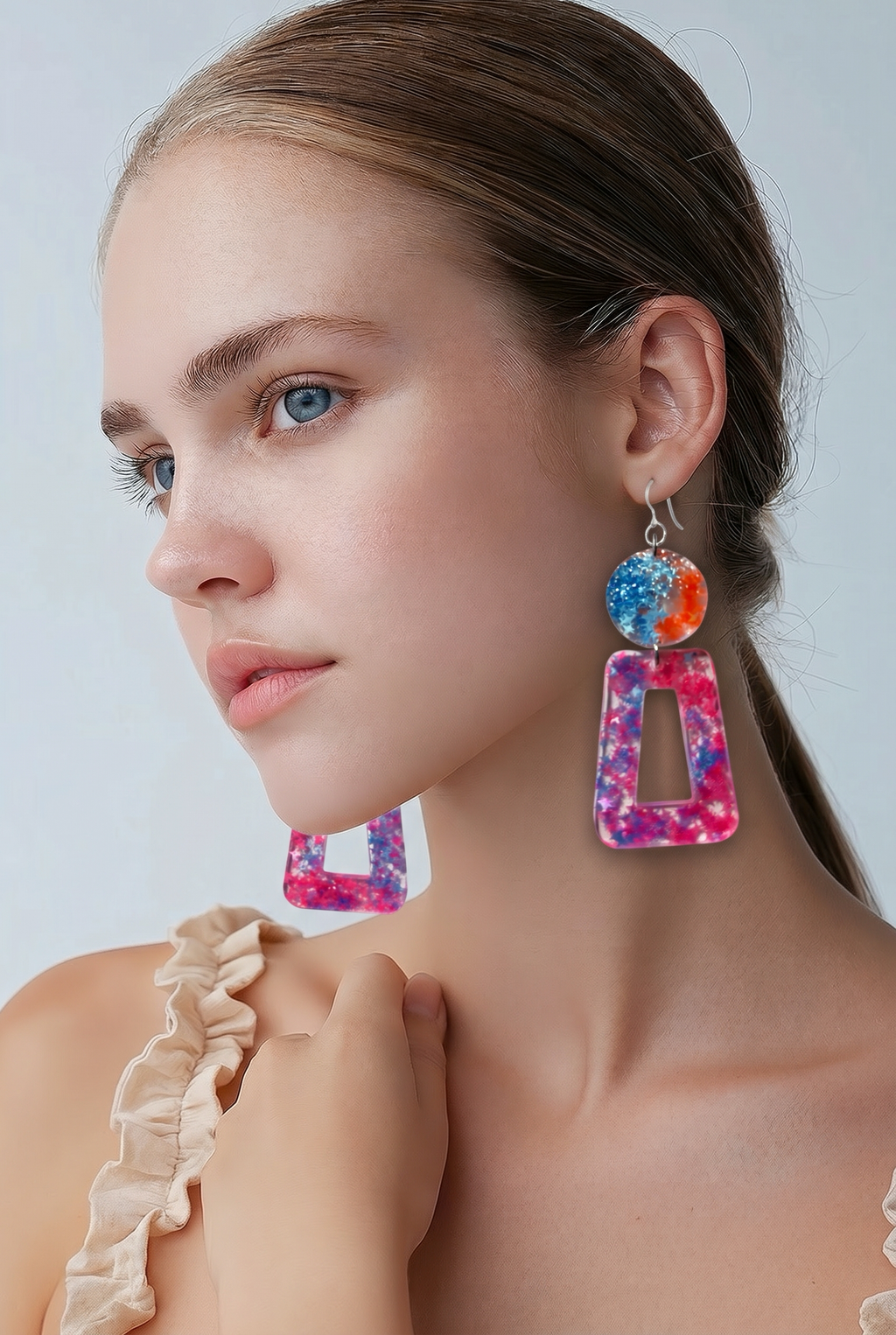 A bold funky party earring with uv glow and comfy hooks for that all night party .    R011
