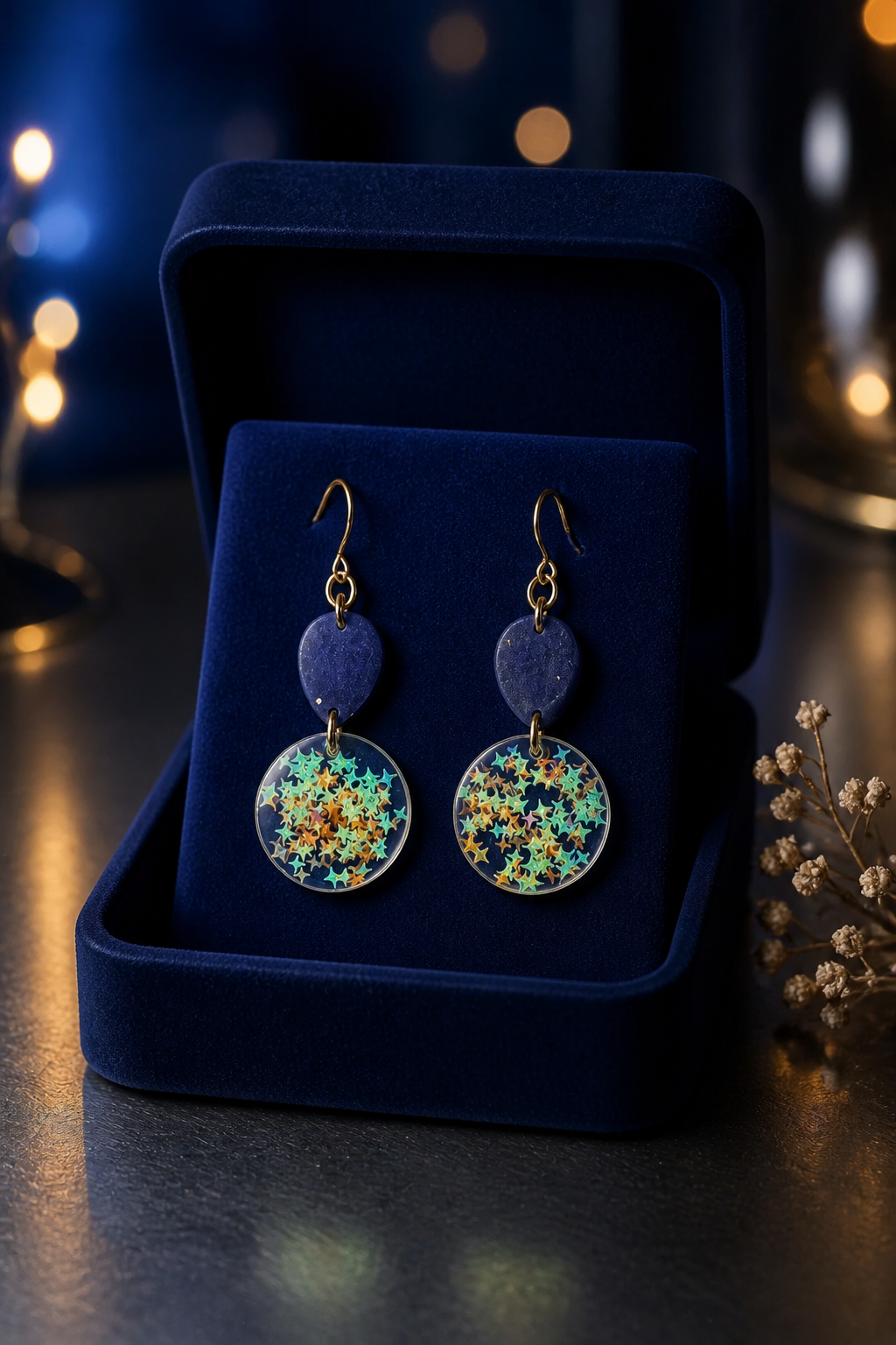 A cool glam funky party earring with uv glow and comfy hooks. Elegance to turn heads   R013