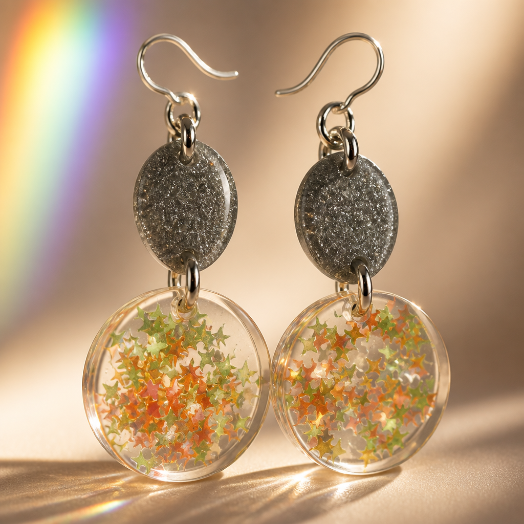 A cool glam funky party earring with uv glow and comfy hooks. Elegance to turn heads   R013