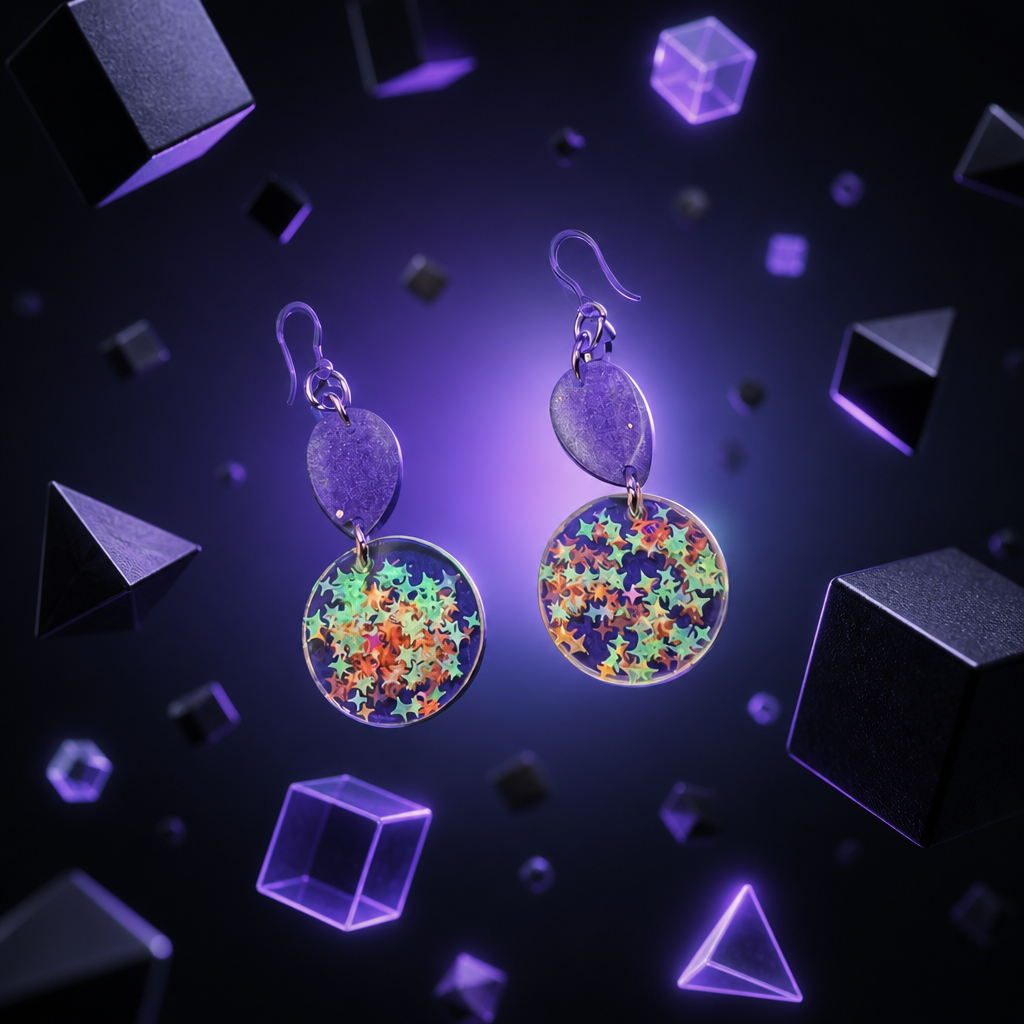 A cool glam funky party earring with uv glow and comfy hooks. Elegance to turn heads   R013