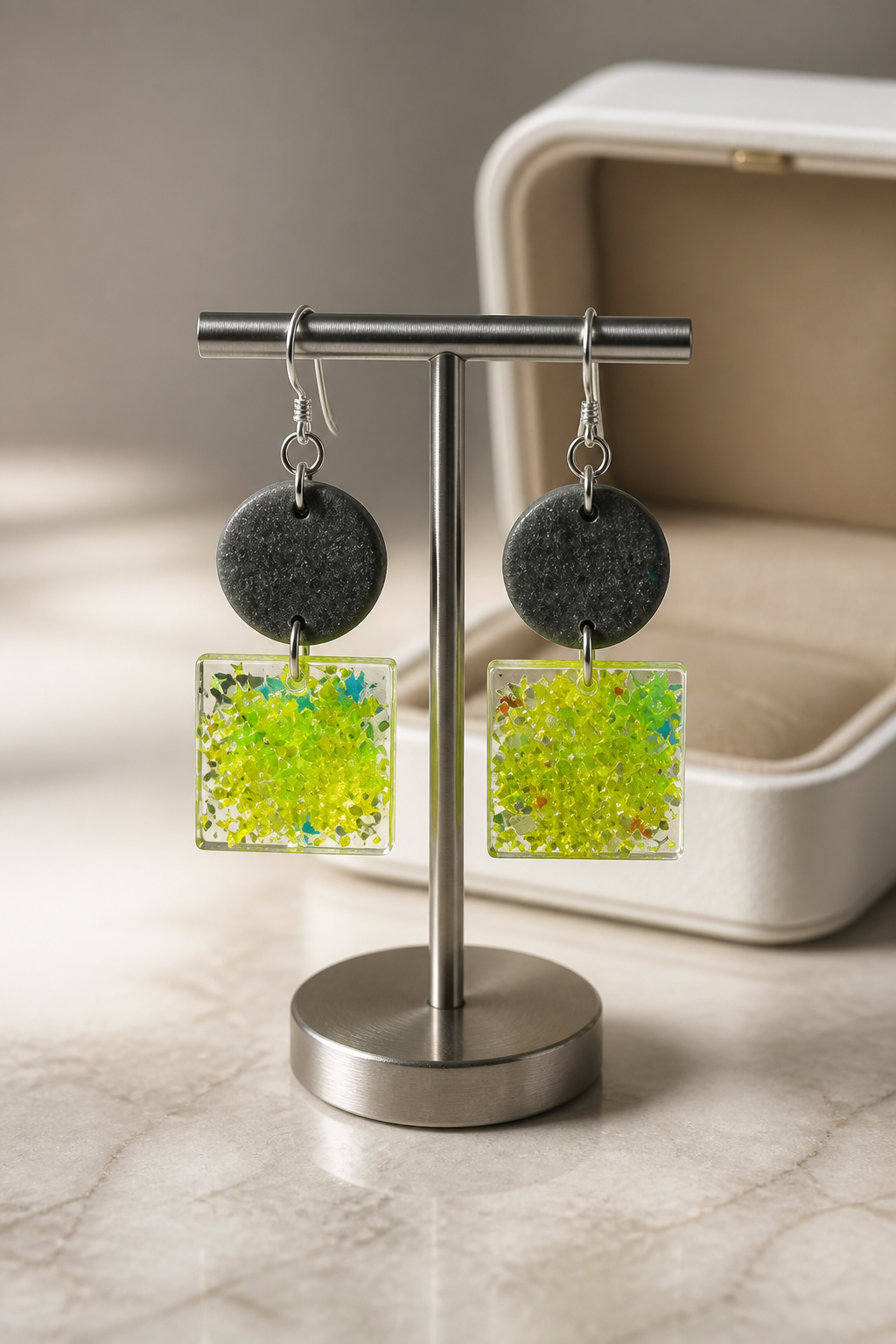 Cool,glam and funky stylish  uv glow handmade earrings. Crafted to turn heads. Ready to enhance your collection.  R014
