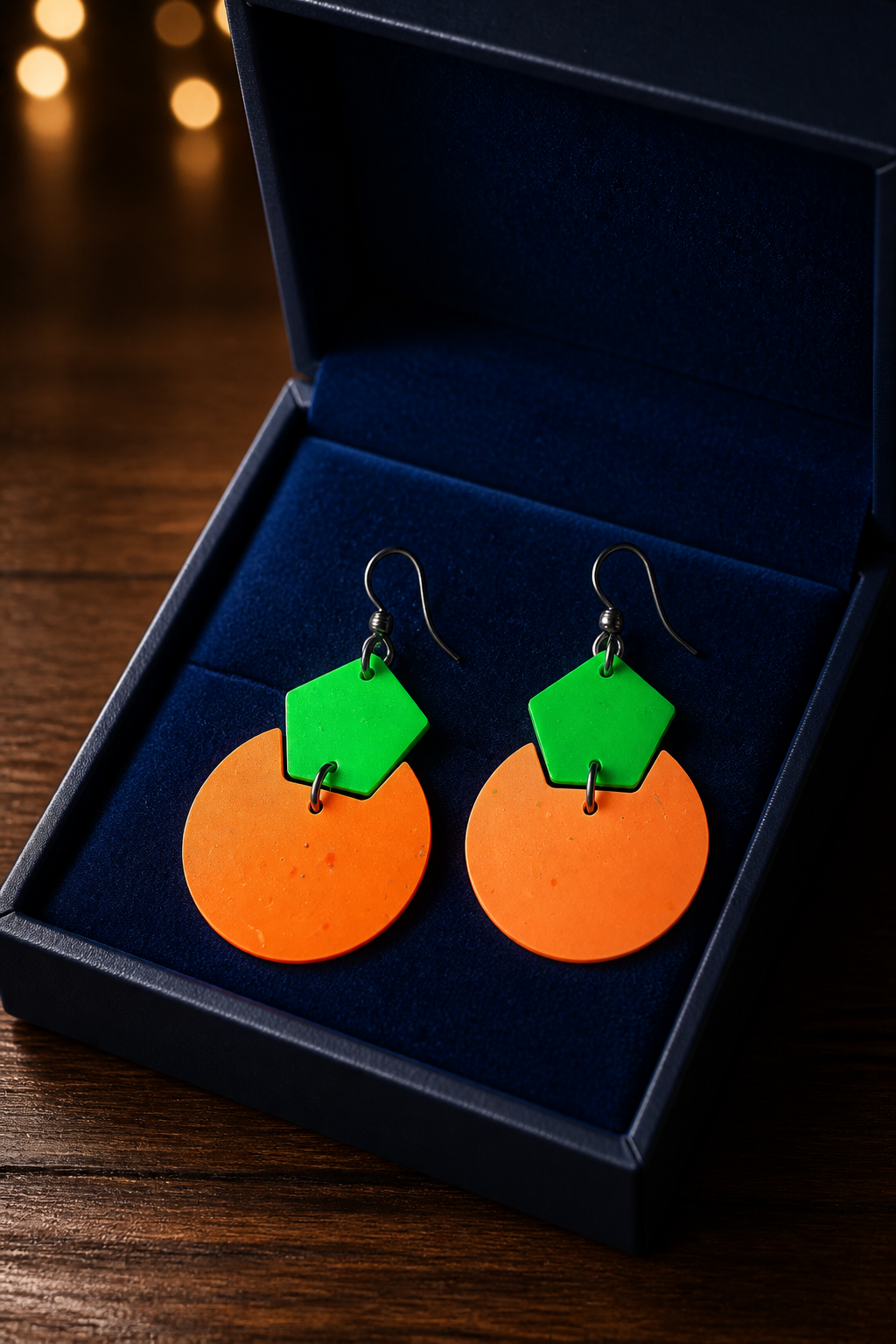 Funky neon party earrings that glow in the dark. Be the centre of attraction with these at any party S02