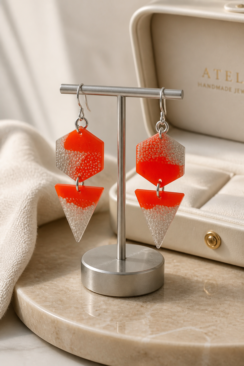Funky, jolly, playful neon earrings. Glow in the dark and UV lights, you will be the center of attraction with this set. Head turning earrings. S05