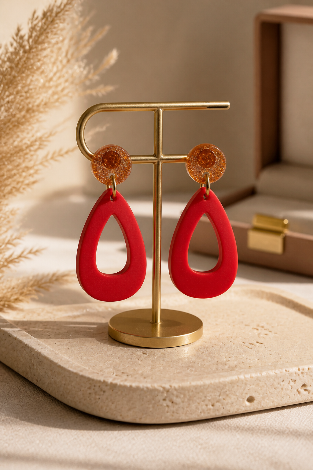 A cool Ferari red handmade earrings. Made to turn heads. Race me home to glam your collection .  S11