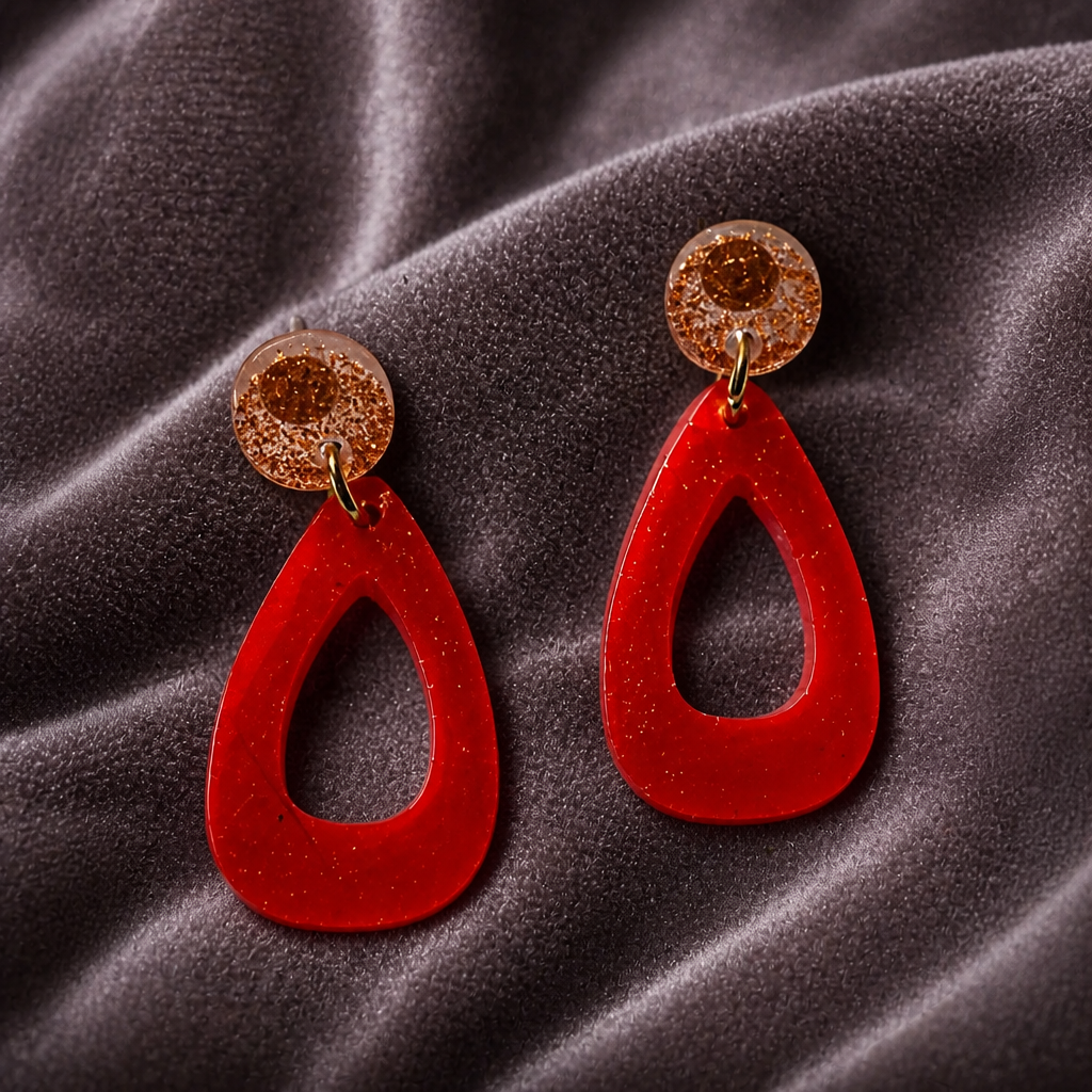 A cool Ferari red handmade earrings. Made to turn heads. Race me home to glam your collection .  S11