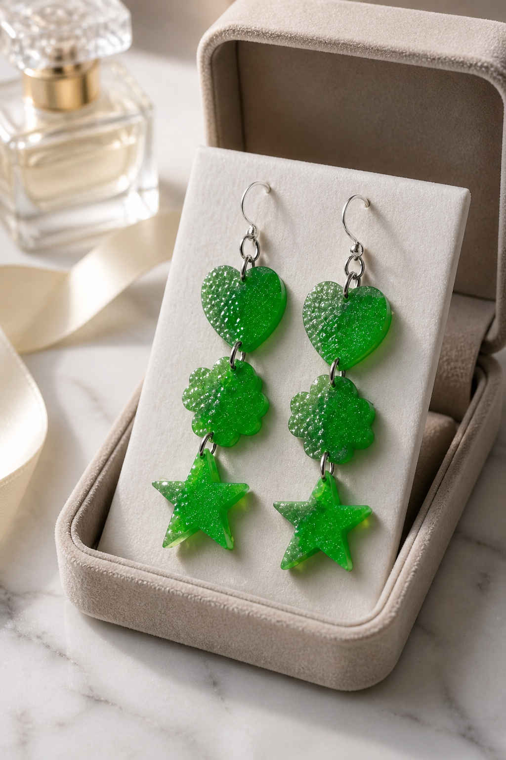 A neon delightful glow in the dark handmade earring. Sparkle and shine at any party. T01