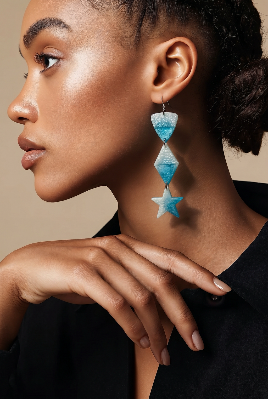 A glam neon UV glow handmade earring to brighten any party, be seen with these. Comfy hypo-allergenic hoohs fitted for all night dancing. T03