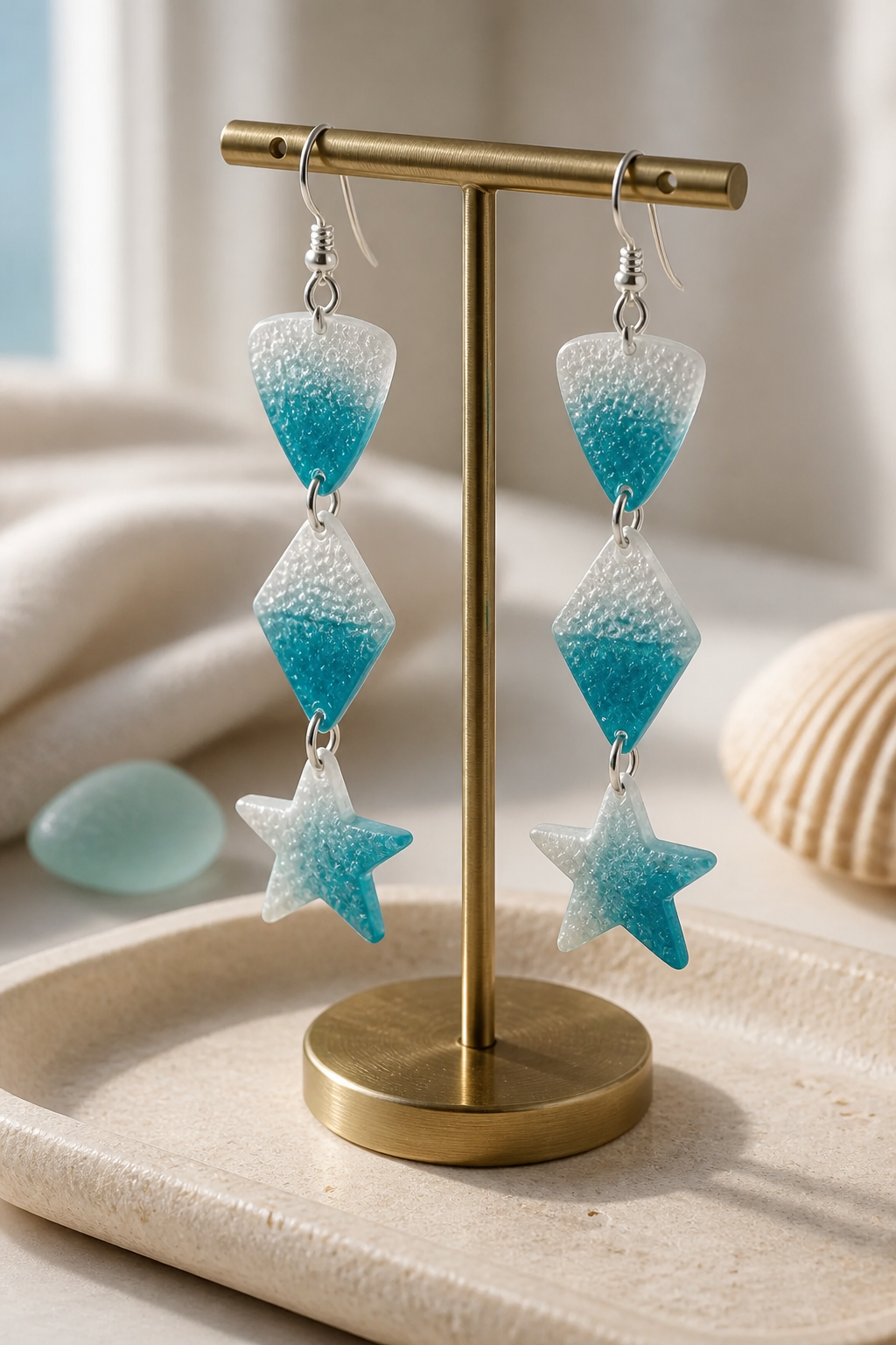 A glam neon UV glow handmade earring to brighten any party, be seen with these. Comfy hypo-allergenic hoohs fitted for all night dancing. T03
