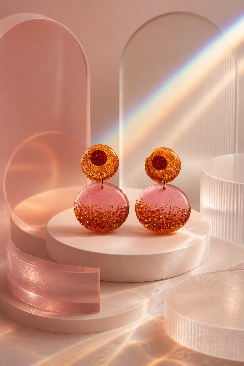 Sweet funky handmade earrings to brighten your outfit and collection. Go on , turn heads where you go with these.they will also glow in the dark . Enjoy the attention ! T010