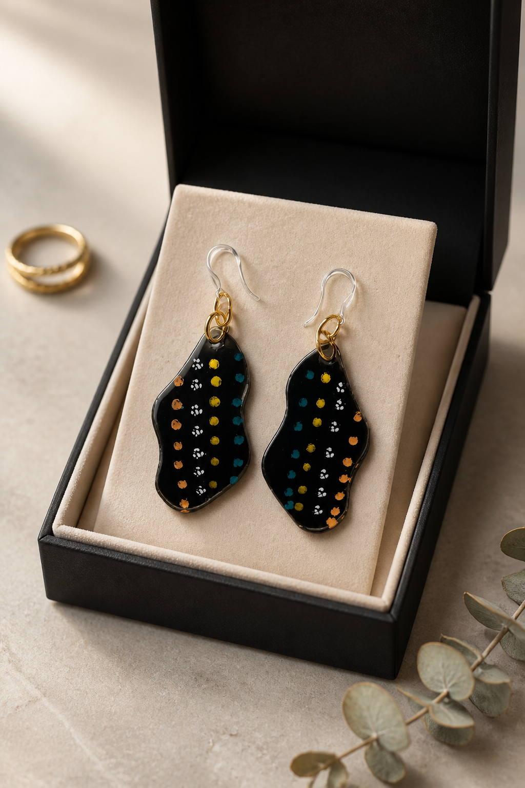 Cool glam funky handmade earrings . Made to enjoy wearing. Glam any outfit and your collection. Make these yours ! V01