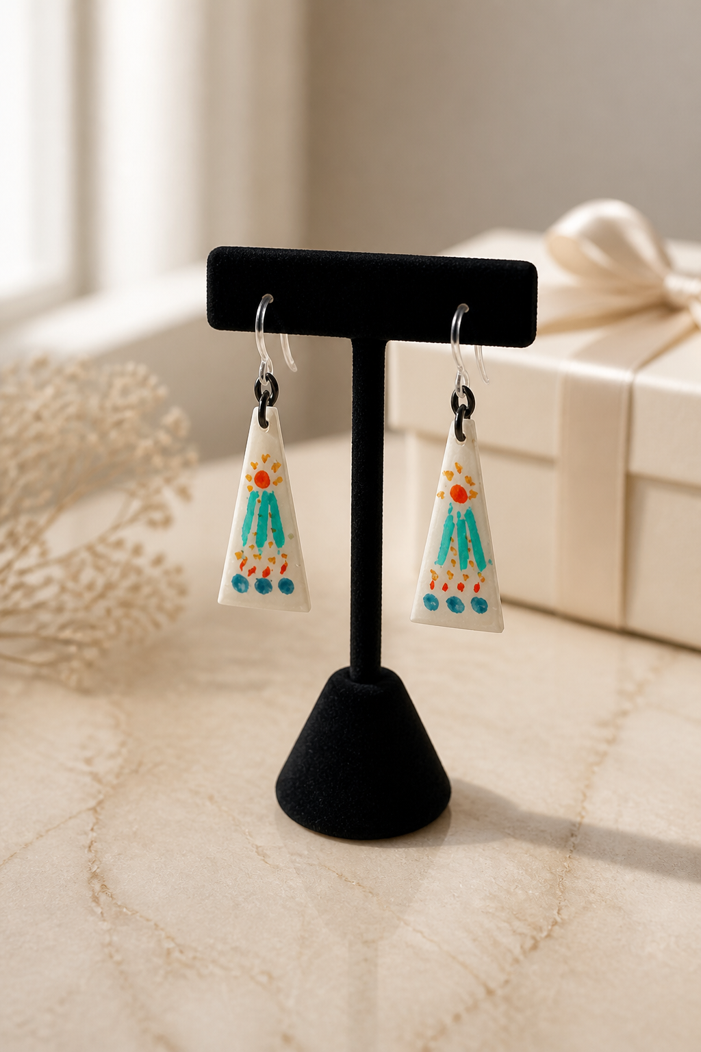 Stylish funky unique. Hypo-allergenic handmade earrings. Lightweight and comfy. Take it home !  G09