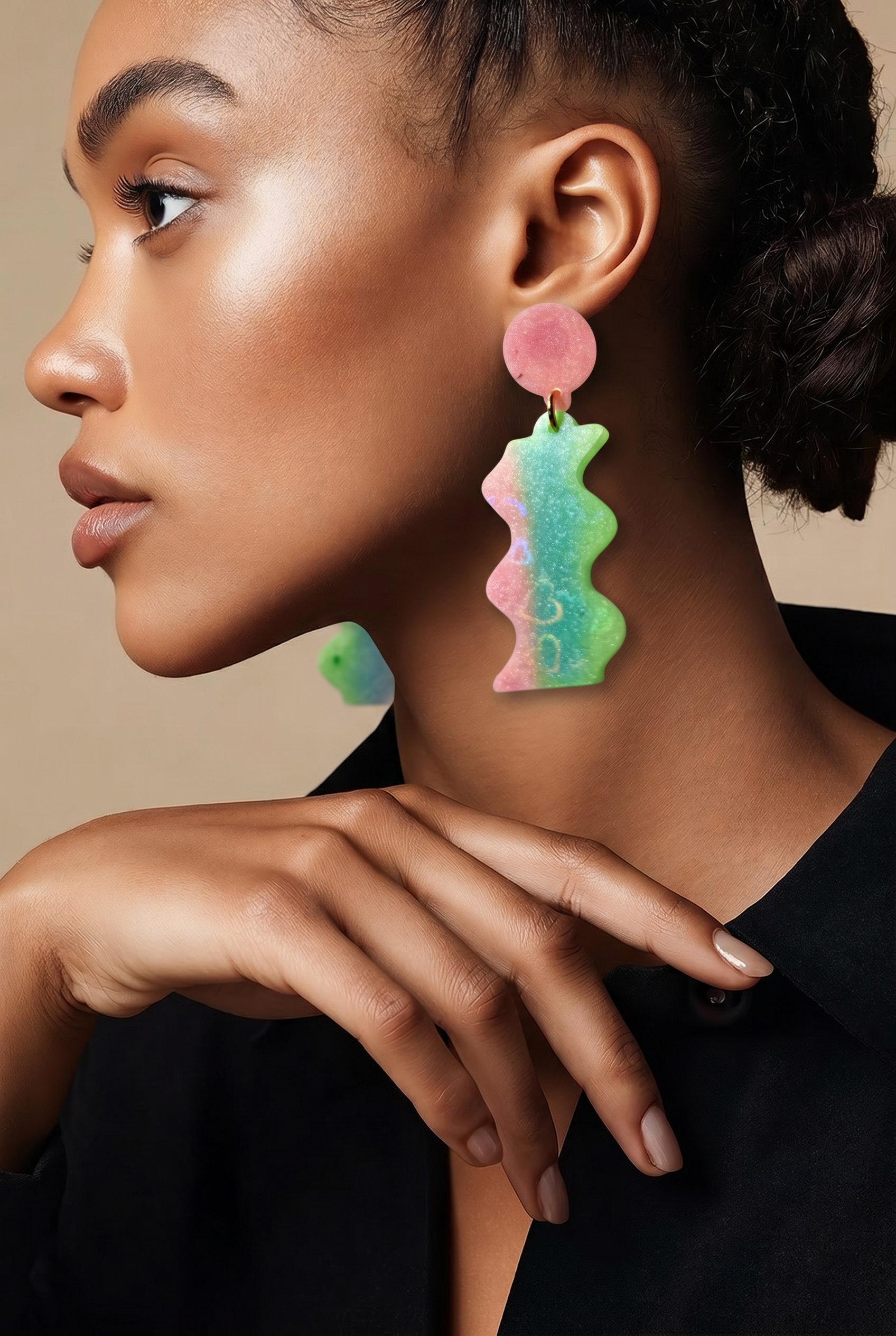 Beautiful funky party handmade earrings . UV glow to brighten any party, time to sparkle and shine. Take this set home.   G01