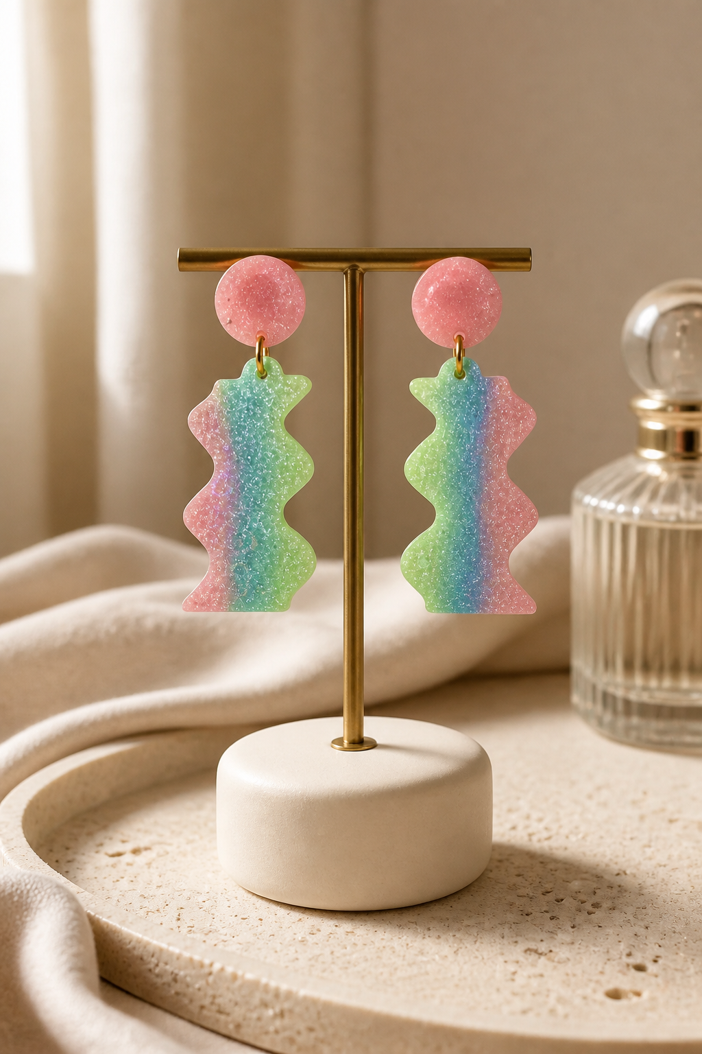 Beautiful funky party handmade earrings . UV glow to brighten any party, time to sparkle and shine. Take this set home.   G01