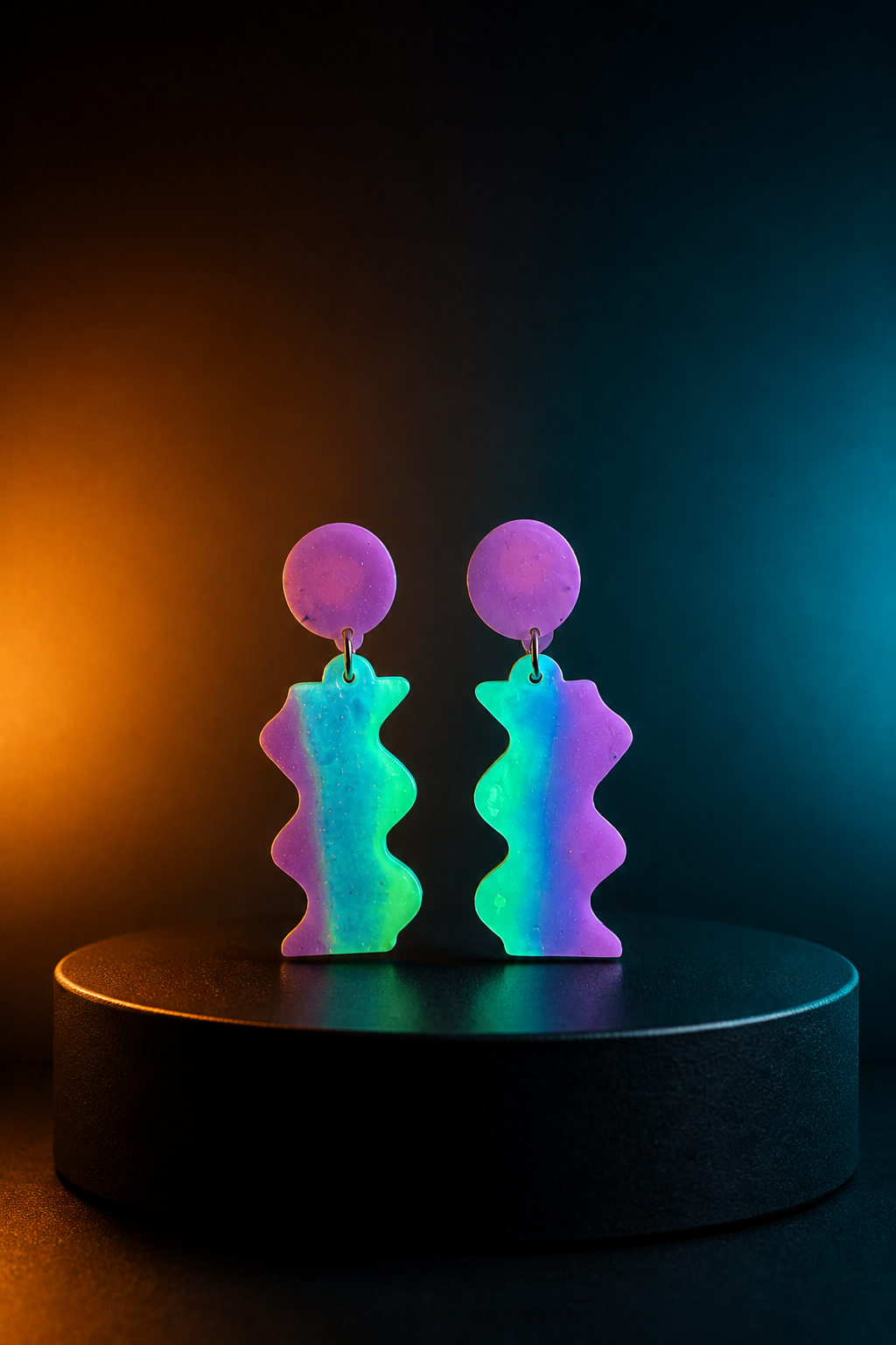 Beautiful funky party handmade earrings . UV glow to brighten any party, time to sparkle and shine. Take this set home.   G01