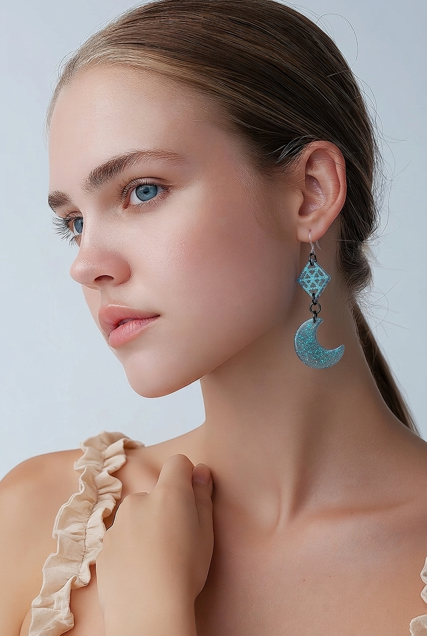 Beautiful funky elegance. Handmade hypo-allergenic earrings. Comfy hooks for all day wear. Rock your party with these head turners .     E01